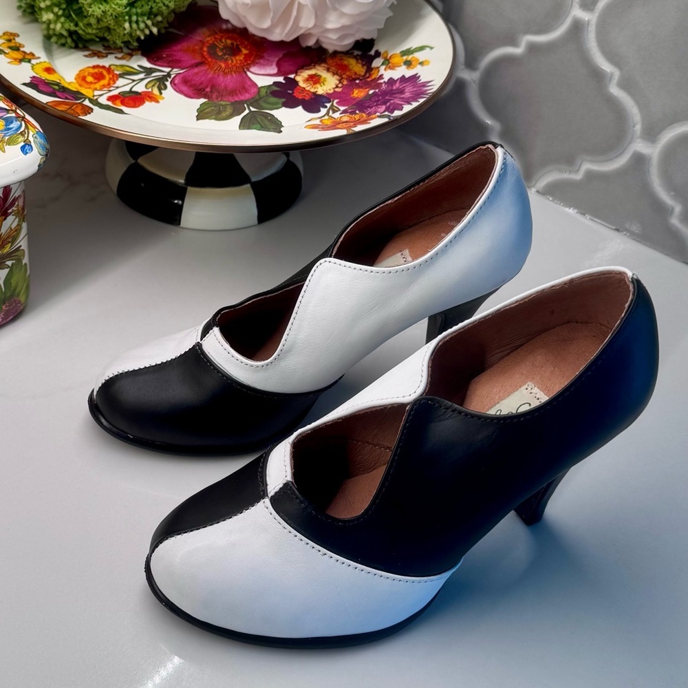 Sergio Puccini Black White Mod Heels Retro Pinup EU 38